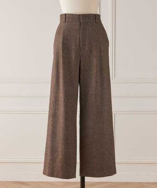 I.T.'S. international/イッツインターナショナル メランジツイルワンタックストレートパンツ ダークブラウン4 11 I.T.'S. international/イッツインターナショナル メランジツイルワンタックストレートパンツ ダークブラウン4 11