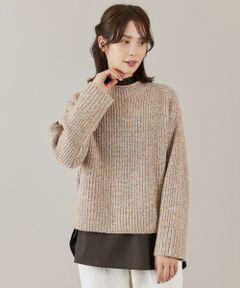 I.T.'S. international / イッツインターナショナル ニット・セーター | カラーネップ畦編みロールネックプルオーバー