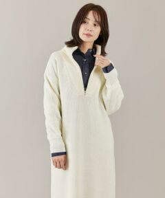 I.T.'S. international / イッツインターナショナル ミニ丈・ひざ丈ワンピース | ハーフジップニットワンピース