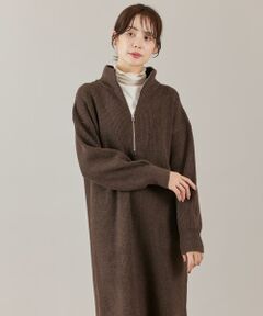 I.T.'S. international / イッツインターナショナル ミニ丈・ひざ丈ワンピース | ハーフジップニットワンピース