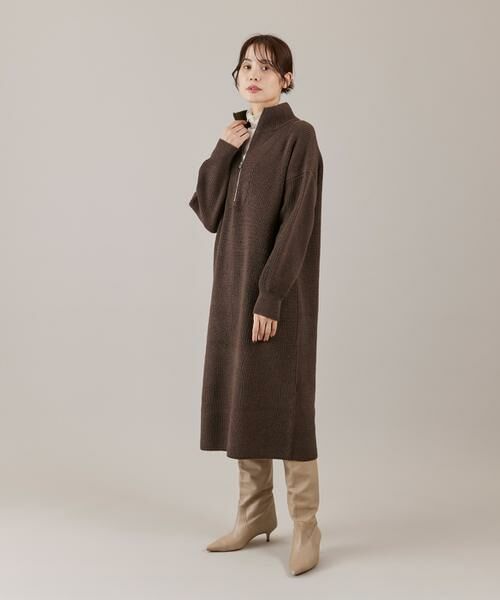 I.T.'S. international / イッツインターナショナル ミニ丈・ひざ丈ワンピース | ハーフジップニットワンピース | 詳細10