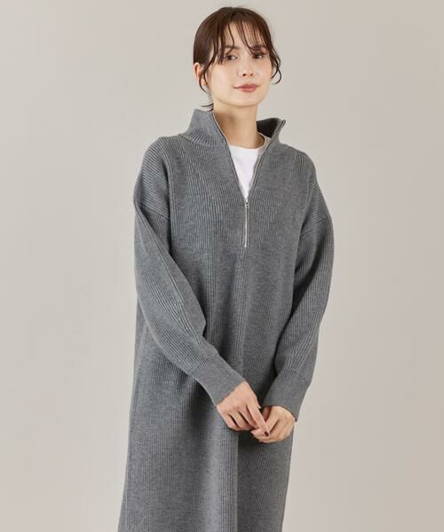 I.T.'S. international / イッツインターナショナル ミニ丈・ひざ丈ワンピース | ハーフジップニットワンピース | 詳細12