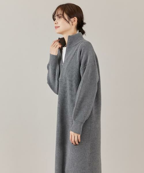 I.T.'S. international / イッツインターナショナル ミニ丈・ひざ丈ワンピース | ハーフジップニットワンピース | 詳細13