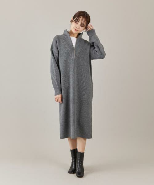 I.T.'S. international / イッツインターナショナル ミニ丈・ひざ丈ワンピース | ハーフジップニットワンピース | 詳細2