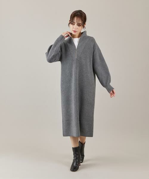 I.T.'S. international / イッツインターナショナル ミニ丈・ひざ丈ワンピース | ハーフジップニットワンピース | 詳細3