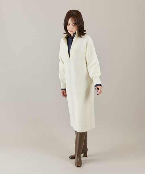 I.T.'S. international / イッツインターナショナル ミニ丈・ひざ丈ワンピース | ハーフジップニットワンピース | 詳細7