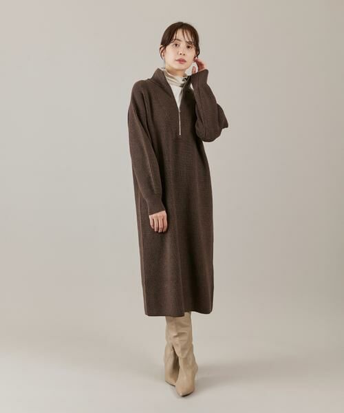 I.T.'S. international / イッツインターナショナル ミニ丈・ひざ丈ワンピース | ハーフジップニットワンピース | 詳細9