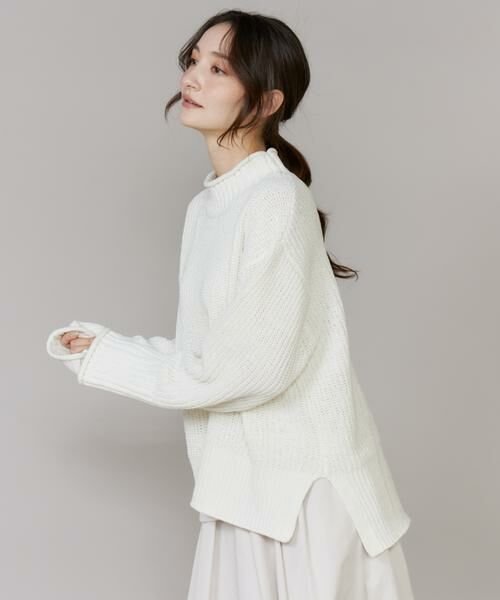 I.T.'S. international / イッツインターナショナル ニット・セーター | ラメモール畦編みハイネックニット（オフホワイト1）