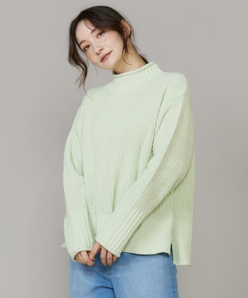 I.T.'S. international / イッツインターナショナル ニット・セーター | ラメモール畦編みハイネックニット（キミドリ1）