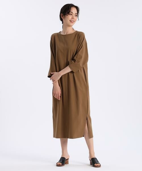 I.T.'S. international / イッツインターナショナル ミニ丈・ひざ丈ワンピース | ドルマンスリーブロングワンピース《ブルーサージコットン》 | 詳細10
