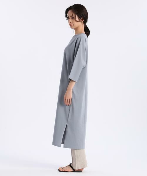 I.T.'S. international / イッツインターナショナル ミニ丈・ひざ丈ワンピース | ドルマンスリーブロングワンピース《ブルーサージコットン》 | 詳細3