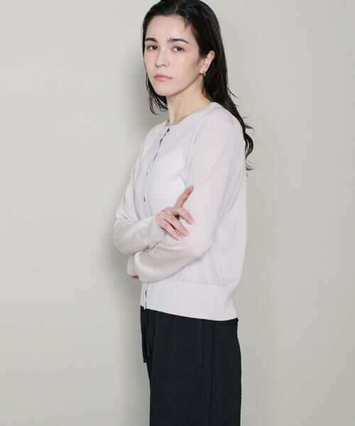 I.T.'S. international / イッツインターナショナル カーディガン・ボレロ | シルクブレンドクルーネックカーディガン（グレー1）