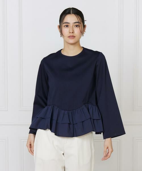I.T.'S. international / イッツインターナショナル カットソー | 《コラボSTORY》裾フリルトップス（ネイビー）