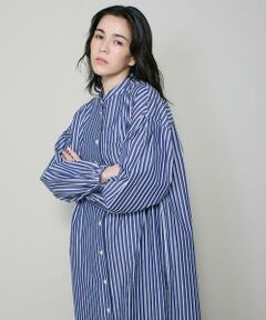 I.T.'S. international / イッツインターナショナル ミニ丈・ひざ丈ワンピース | ストライプシャツワンピース