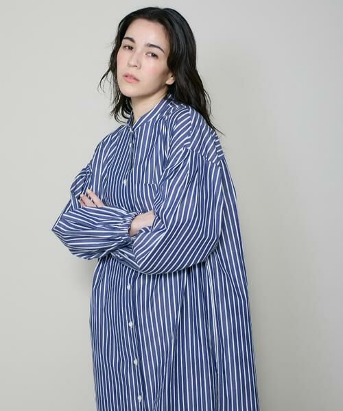 I.T.'S. international / イッツインターナショナル ミニ丈・ひざ丈ワンピース | ストライプシャツワンピース | 詳細1