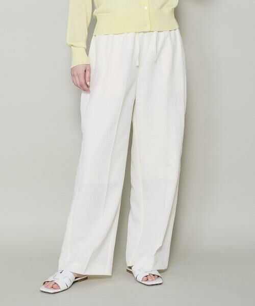 I.T.'S. international / イッツインターナショナル スラックス・ドレスパンツ | フクレジャガードストレートパンツ（アイボリー2）