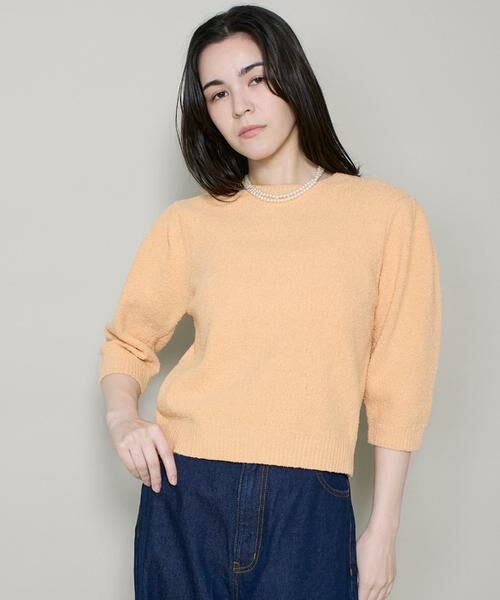 I.T.'S. international / イッツインターナショナル ニット・セーター | 袖タックニットプルオーバー（オレンジ1）
