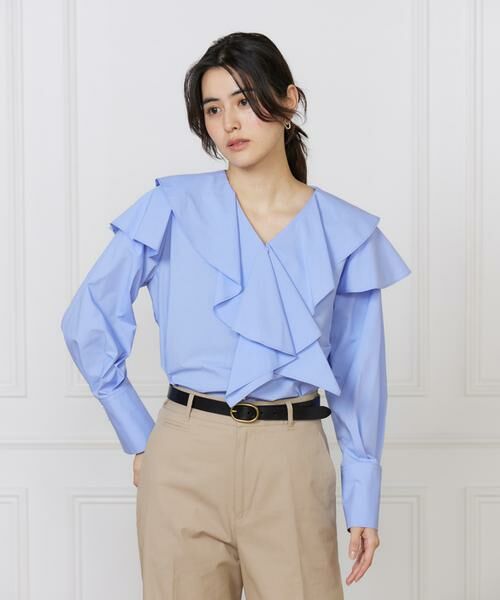 I.T.'S. international / イッツインターナショナル シャツ・ブラウス | 《コラボSTORY》フリルシャツ（ブルー1）