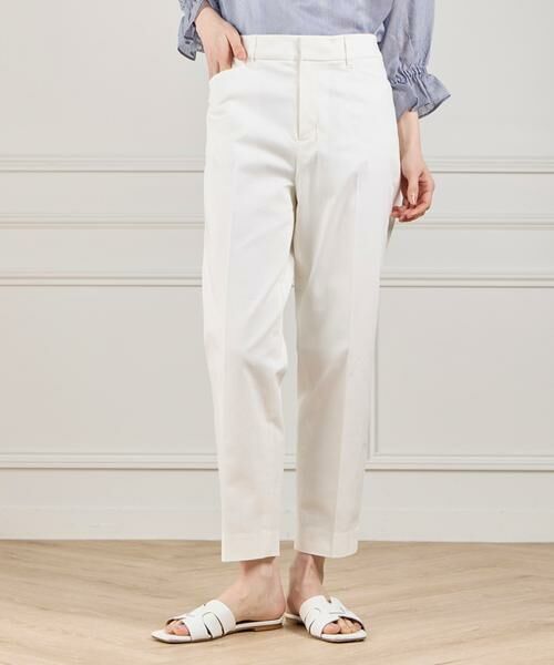 I.T.'S. international / イッツインターナショナル スラックス・ドレスパンツ | ベーシックコットンパンツ《ギャバストレッチ》（ホワイト）