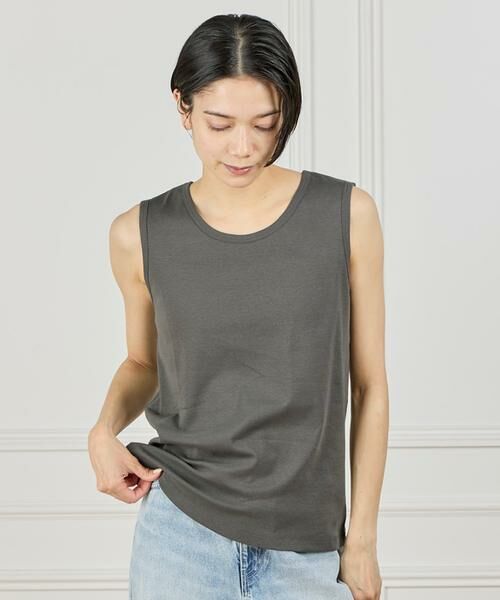 I.T.'S. international / イッツインターナショナル タンクトップ | ベーシックタンクトップ《スビン綿MIXフライス》（チャコールグレー3）