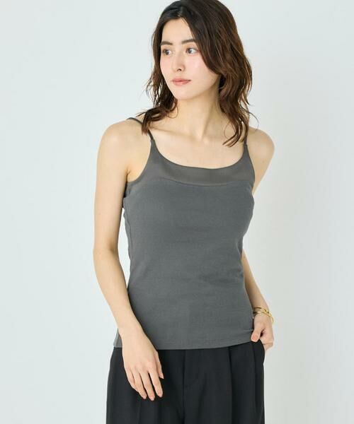 I.T.'S. international / イッツインターナショナル キャミソール・チューブトップ | サテン切り替えキャミソール《スビン綿MIXフライス》 | 詳細1