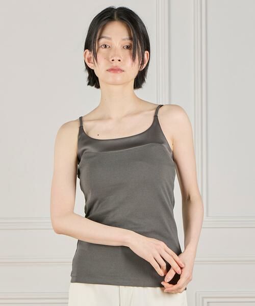 I.T.'S. international / イッツインターナショナル キャミソール・チューブトップ | サテン切り替えキャミソール《スビン綿MIXフライス》 | 詳細8
