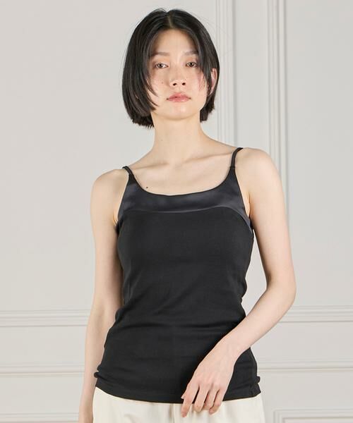 I.T.'S. international / イッツインターナショナル キャミソール・チューブトップ | サテン切り替えキャミソール《スビン綿MIXフライス》 | 詳細10