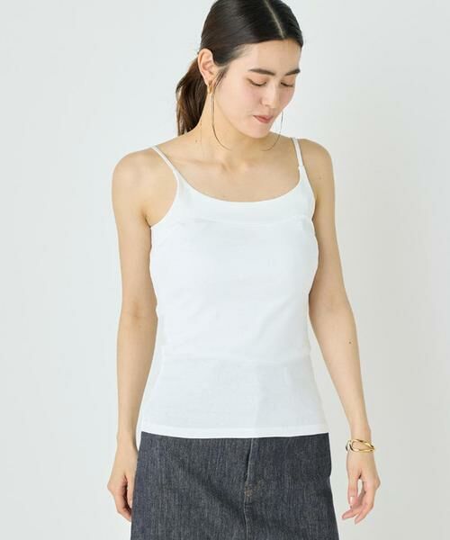 I.T.'S. international / イッツインターナショナル キャミソール・チューブトップ | サテン切り替えキャミソール《スビン綿MIXフライス》(ホワイト)
