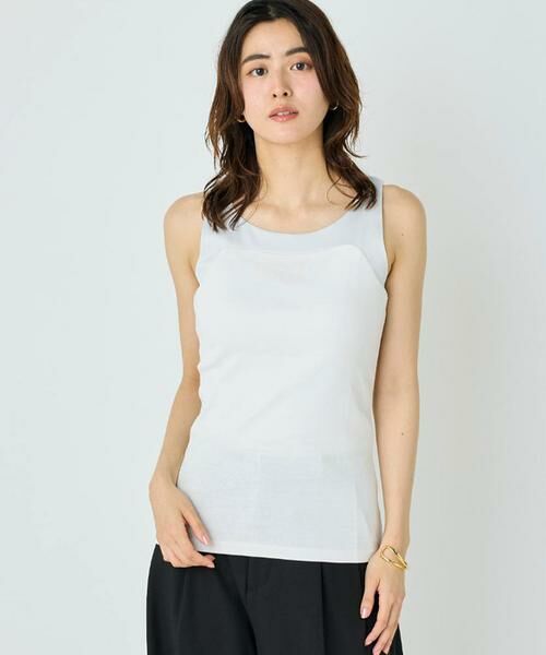I.T.'S. international / イッツインターナショナル タンクトップ | サテン切り替えタンクトップ《スビン綿MIXフライス》(グレー1)