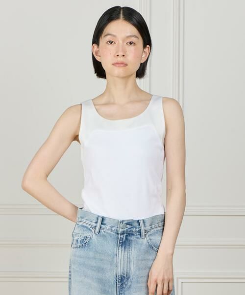 I.T.'S. international / イッツインターナショナル タンクトップ | サテン切り替えタンクトップ《スビン綿MIXフライス》 | 詳細1