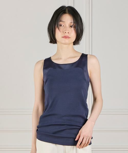 I.T.'S. international / イッツインターナショナル タンクトップ | サテン切り替えタンクトップ《スビン綿MIXフライス》 | 詳細9