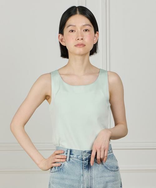 I.T.'S. international / イッツインターナショナル タンクトップ | サテン切り替えタンクトップ《スビン綿MIXフライス》（ペパーミント9）