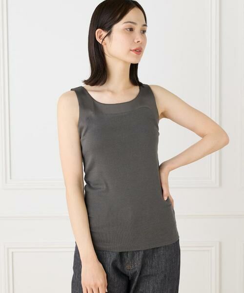 I.T.'S. international / イッツインターナショナル タンクトップ | サテン切り替えタンクトップ《スビン綿MIXフライス》 | 詳細1