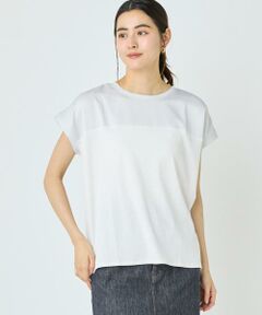 I.T.'S. international / イッツインターナショナル カットソー | サテン切り替えドルマンプルオーバー《スビン綿MIXフライス》