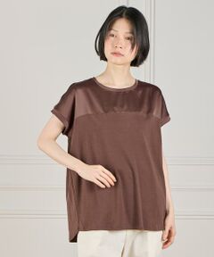 I.T.'S. international / イッツインターナショナル Tシャツ | サテン切り替えドルマンプルオーバー《スビン綿MIXフライス》