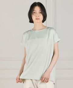 I.T.'S. international / イッツインターナショナル Tシャツ | サテン切り替えドルマンプルオーバー《スビン綿MIXフライス》