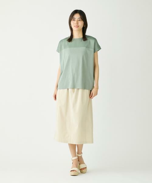 I.T.'S. international / イッツインターナショナル カットソー | サテン切り替えドルマンプルオーバー《スビン綿MIXフライス》 | 詳細11