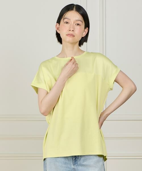 I.T.'S. international / イッツインターナショナル Tシャツ | サテン切り替えドルマンプルオーバー《スビン綿MIXフライス》（イエロー）