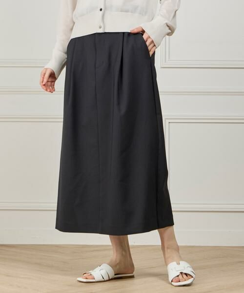 I.T.'S. international / イッツインターナショナル ミニ・ひざ丈スカート | ドライツイストストレートタックスカート（ブラック）