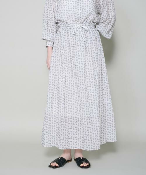 I.T.'S. international / イッツインターナショナル ミニ・ひざ丈スカート | トライアングルプリントコットンギャザースカート | 詳細7