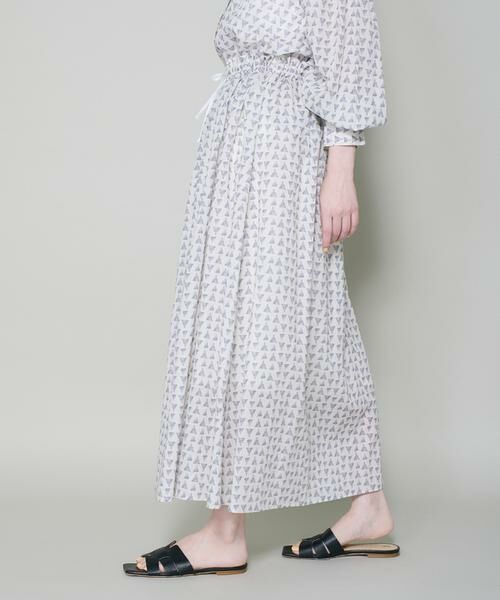 I.T.'S. international / イッツインターナショナル ミニ・ひざ丈スカート | トライアングルプリントコットンギャザースカート | 詳細8