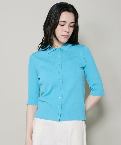 I.T.'S. international / イッツインターナショナル ニット・セーター | ハーフスリーブポロ襟リブニット | 詳細1