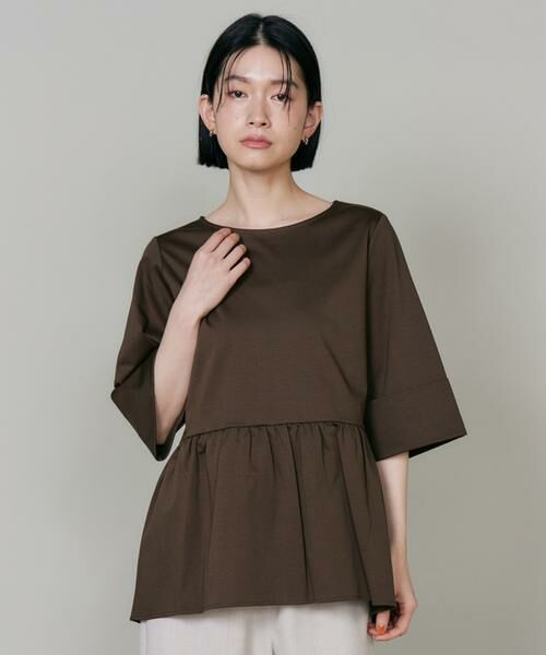 I.T.'S. international / イッツインターナショナル Tシャツ | ペプラムギャザープルオーバー（ダークブラウン4）