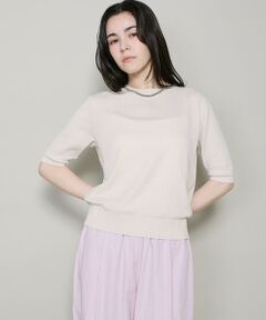 I.T.'S. international / イッツインターナショナル ニット・セーター | ハーフスリーブクルーネックニット《ガスコットン》