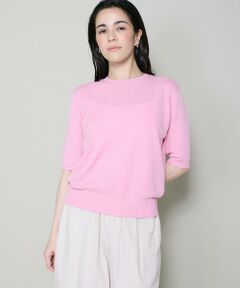 I.T.'S. international / イッツインターナショナル ニット・セーター | ハーフスリーブクルーネックニット《ガスコットン》