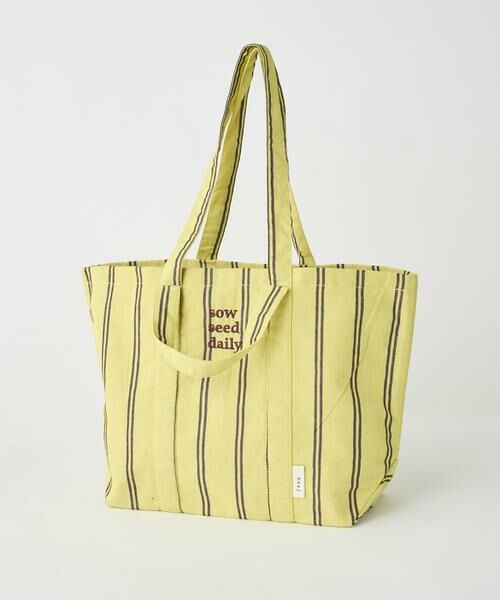 I.T.'S. international / イッツインターナショナル トートバッグ | ストライプファブリックトートバッグ《beej》（ペールグリーン4）