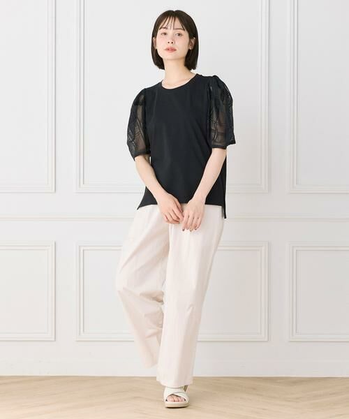 I.T.'S. international / イッツインターナショナル Tシャツ | 袖レースカットソー｜涼しげな幾何学レースで魅せる大人Tシャツ | 詳細10