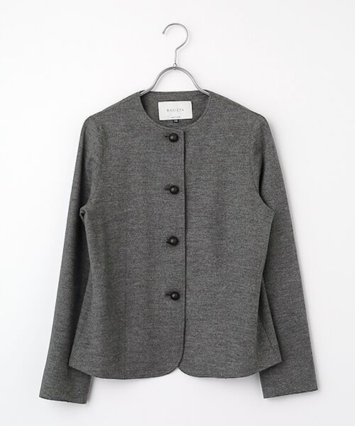 J-FACTORY / ジェイファクトリー ノーカラージャケット | クルーネックジャケット（グレー）