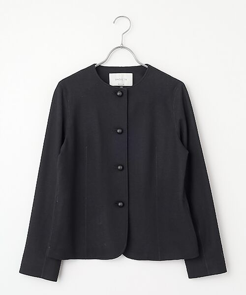 J-FACTORY / ジェイファクトリー ノーカラージャケット | クルーネックジャケット（クロ）