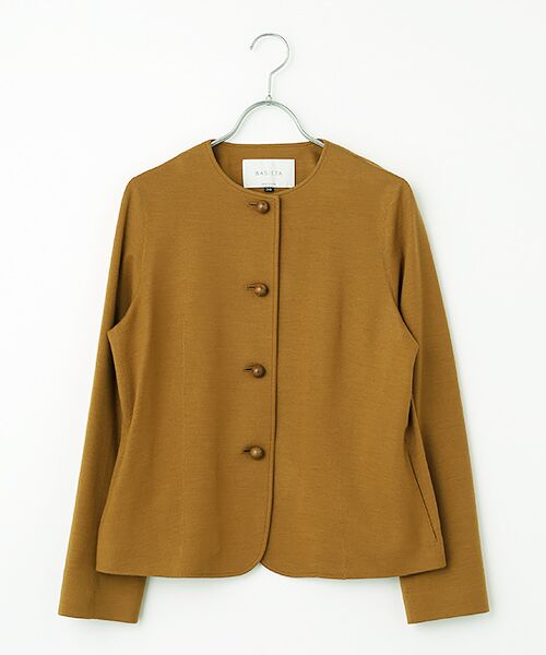 J-FACTORY / ジェイファクトリー ノーカラージャケット | クルーネックジャケット（キャメル）